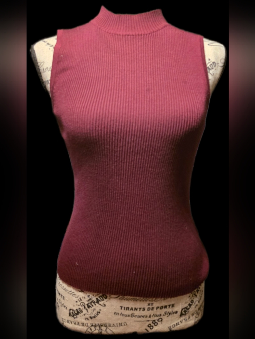 CHICO Sleeveless Ribbed Knit Tank - Deep Berry SMALL